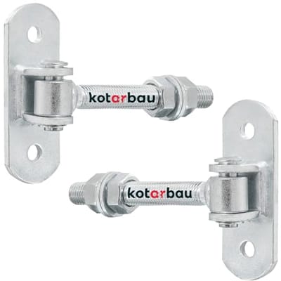 Verzinkte Torangel Set - 2 Stuks - Instelbaar met Schroefplaat - M16 Deurscharnieren met Veerklem
