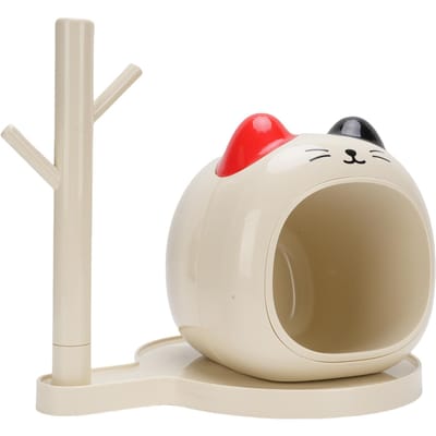 Sleutelbakje met Boomtak Standaard Lieflijke Kat Vorm Antislip Basis Plastic Sleutelhouder voor Entreetafel