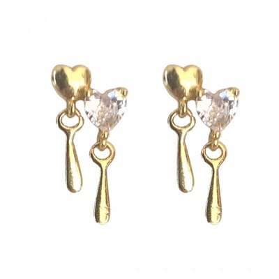 Oorbellen Zilver goudkleurig hartjes Zirkonia -Charme Bijoux