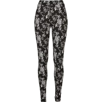 Urban Classics - Soft AOP blackrose Legging - XS - Zwart/Wit