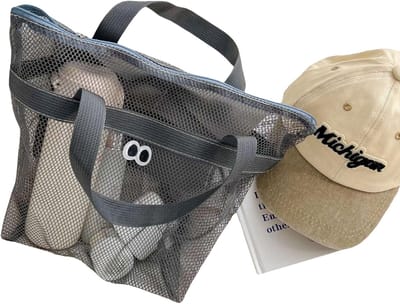 Daity 1 stuk – Opbergtas met grote opening, handzame nettas, tas met grote capaciteit, esthetisch aantrekkelijk, eenvoudige strandtas, handig voor onderweg.