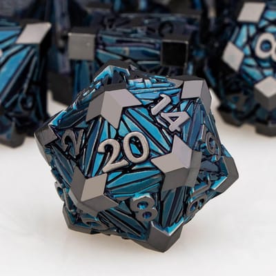 7-delige Set Metalen Polyhedrale Dobbelstenen voor RPG en Bordspellen (D20, D12, D10, D8, D6, D4)