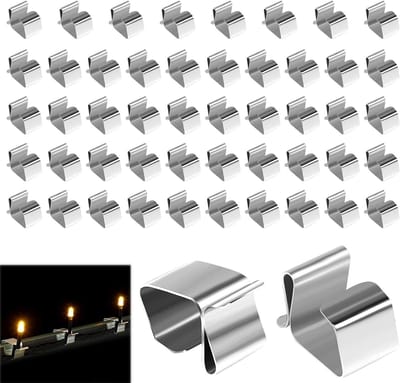 Roestvrijstalen haakjes voor kerstverlichting, herbruikbare clips voor buiten, ideaal voor tuin, goot en balkon (50 stuks)