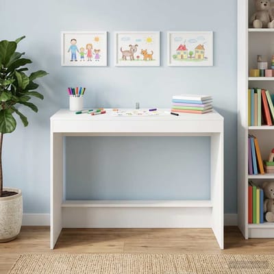 vidaXL - Bed - Bureau - Wit - Bewerkt - hout - 100 - x - 45 - x - 75 - cm