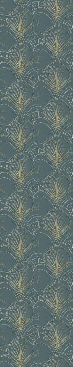 Voorgelijmd vliesbehang - GROEN GRIJS GEOMETRISCHE BLADEREN - 1 rol van 300x60cm