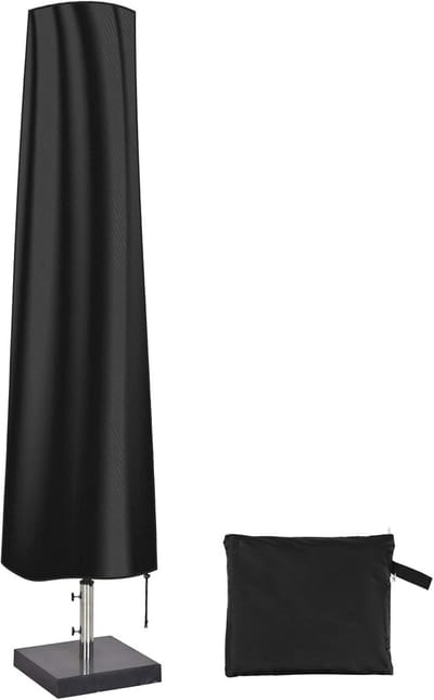 Famanu - Beschermhoes voor parasol, waterdicht, voor de tuin, stofdicht en uv-bestendig, met opbergtas, 190 x 30 x 50 cm, zwart