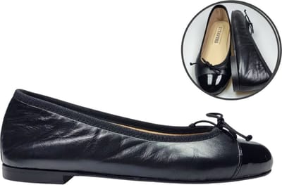 Stravers – Ballerina lak neusje Zwart Maat 42 Dames Grote Maten Ballerina's