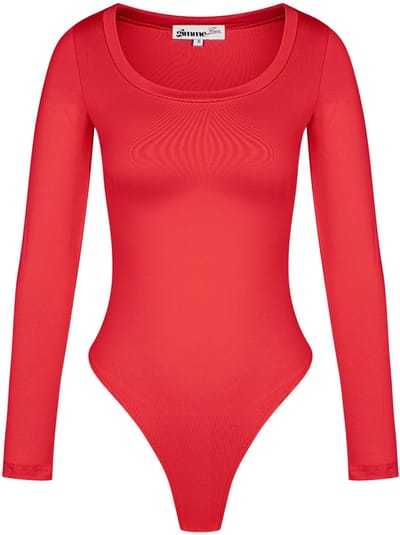 Comfortabele Polyester Vrouwen Lange Mouw Bodysuit met Hoge Stretch - Rood - Maat XS