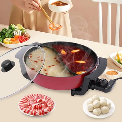 Core® Hotpot Pan - Hotpot Electrisch - Chinese Fondue - Multifunctionele Pan - 6L - Rood - 42cm x 17cm x 9cm