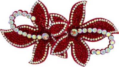 Broche - Sequin Flower - Strass - Rood - Per Stuk