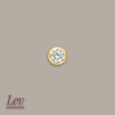 Lev Sieraden - 14 karaat Geelgouden Labret - 1.0 x 8 mm met bal en 3 mm Zirkonia steen - Piercing - labret piercing - neuspiercing staafje - tragus piercing - Monroe piercing- Oorpiercing-helix