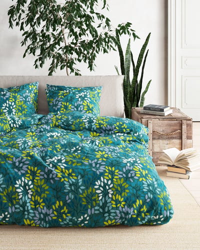 Mistral Home - DEKBEDOVERTREK - recycled katoen renforcé - 140 x 200 cm + 65 x 65 cm - eenpersoons - botanisch - veelkleurig- Duurzaam