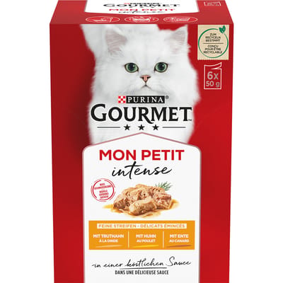6x50g met Eend, Kip en Kalkoen Gourmet Mon Petit Kattenvoer