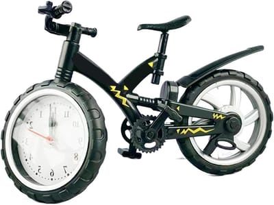 Fietsklok Decor - Fiets Tafelklok - Tijd Leren - Uniek Fietsmodel - 26 cm - Zwart