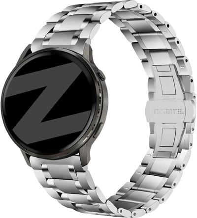 Bandz Steel Link Strap Deluxe 18mm - horlogebandje geschikt voor Garmin Vivoactive 4S / Vivomove 3S / Venu 2S / Venu 3S / Forerunner 255S / Forerunner 265S / Venu 4 41mm - Zilver