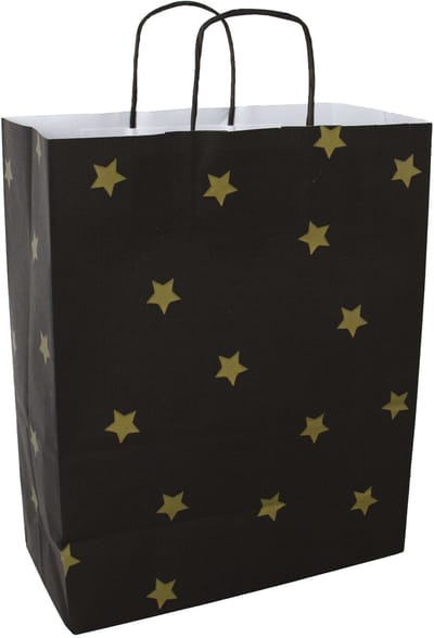 Papieren tasjes 50 stuks - Zwart en Goud en Print / Multi colour - A4 25x31x12 - Cadeautasjes - Papieren tasjes met handvat