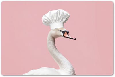 Placemats 45x30 cm - Placemat kunststof - 1 stuk - Zwaan - Koksmuts - Mooi - Klassiek - Borden onderleggers - Decoratie voor op tafel - Keuken tafeldecoratie accessoires - Vinyl onderlegger - Tafelversiering