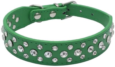 Dailygoods- Hondenhalsband Bling Strass - PU Leer - Verstelbaar - Grootte S/M/L/XL - Breedte 2,5 cm - 100% Kristallen Steentjes - Halsband