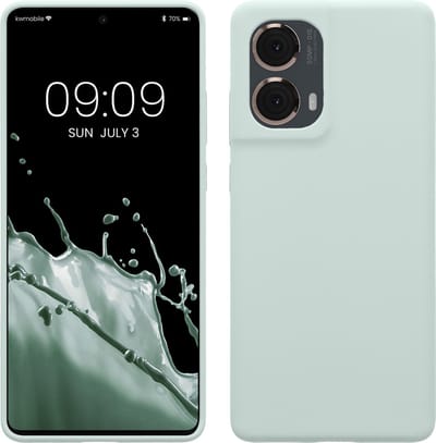 kwmobile telefoonhoesje geschikt voor Motorola Moto G85 5G - Hoesje met siliconen coating - Smartphone case in cool mint