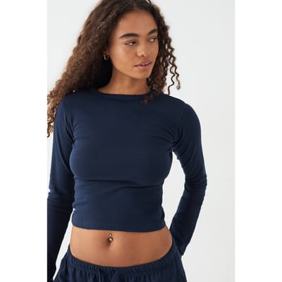Dames DSGN Studio Geborduurd Lange Mouwen Top | Marineblauw | Maat: 2XL