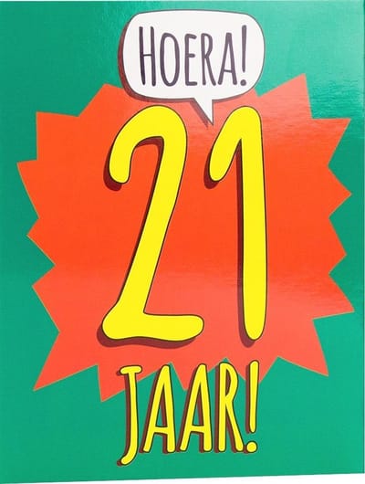 Paper Dreams Wenskaart Hoera! 21 Jaar! 16 X 12,5 Cm  Groen