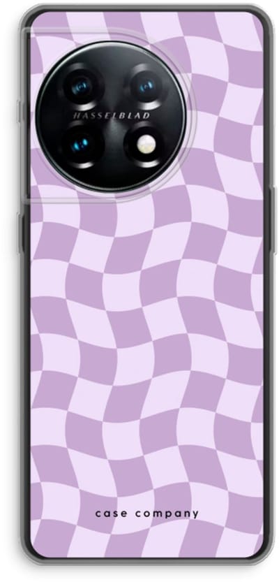 Case Company® - Hoesje geschikt voor OnePlus 11 hoesje - Grid Paars - Soft Cover Telefoonhoesje - Bescherming aan alle Kanten en Schermrand