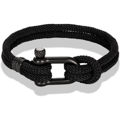 Heren U-vorm Survival Armband Outdoor Kamperen Redding Nood Touw Armband Voor Vrouwen Zwart Roestvrij Staal Sport Gesp 19cm zwart