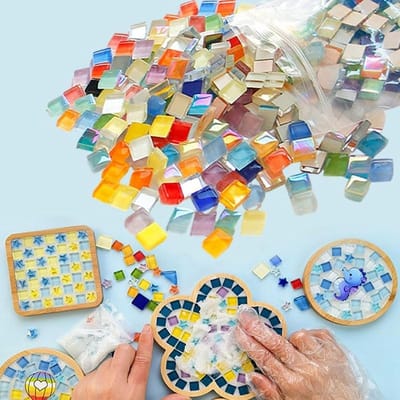 Dailygoods - 450 Stuks 400g Gemengde Kleur Kristal Mozaïek Tegels, Mozaïektegels Mozaïek Glasstukken Gemengde Kleur, Glasmozaïek, Voor Art Craft En Woondecoratie
