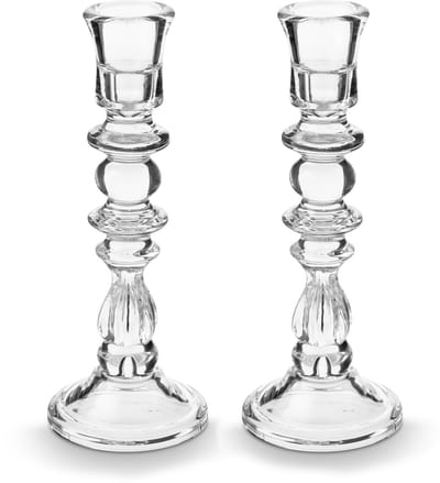 vtwonen Kandelaar Set van 2 - Kaarsenhouder van Glas - Transparant - 10x26cm