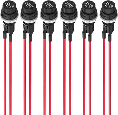 Zesdelige Fuse Holder Set 5x20mm, AC 10A 250V, Zwart Schroefdop voor Paneelmontage, Betrouwbare Bescherming en Eenvoudige Installatie