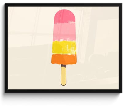 Poster in lijst - Fotolijst 70x50 cm - Posters - Waterijsje - Retro - Stokje - Roze - Posterlijst zwart - Decoratie - Wanddecoratie woonkamer - Muurdecoratie slaapkamer