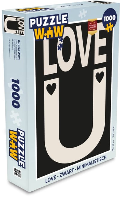 Puzzel Love - Zwart - Minimalistisch - Legpuzzel - Puzzel 1000 stukjes volwassenen