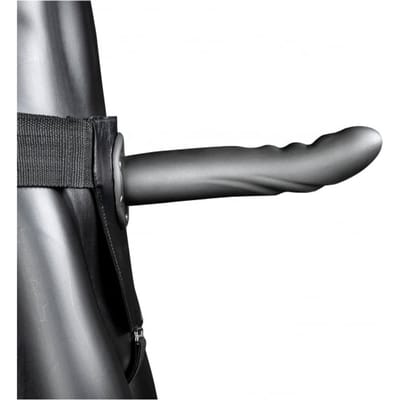 Ouch - Holle Strap-on dildo met ribbels 20 cm - Grijs