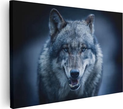 Artaza Canvas Schilderij Wolf - 120x80 cm - Groot - Wanddecoratie Dieren - Muurdecoratie Dierenkop - Schilderijen Op Canvas