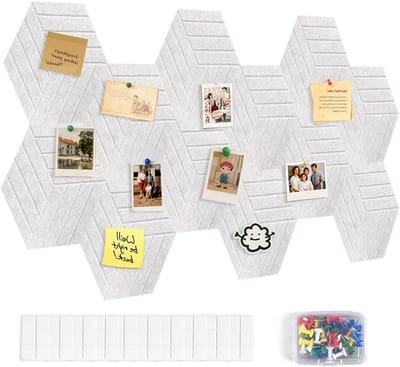 Hexagonale Vilt Prikbord Zelfklevend 12 Stuks 30 x 26 cm voor Kantoor, Klaslokaal en Kinderkamer, Perfect voor Creatieve DIY Projecten en Organisatie