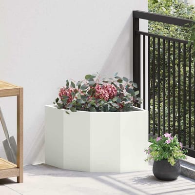 vidaXL Hoek Plantbak Wit 45 x 45 x 35 cm Staal