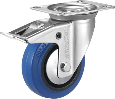 Tarsus Zwenkwiel met Rem - Ø 80 mm - Kogellagers - 100 kg Belastbaar - Blauw