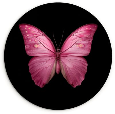 WallCircle® Wandcirkel 120x120 cm - Muurcirkel Vlinder - roze - Elegant - Muurdecoratie woonkamer - Wanddecoratie slaapkamer - Kamer decoratie accessoires - Ronde schilderijen XXL