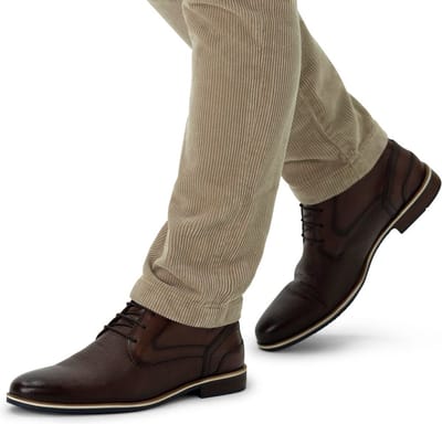 Manfield - Heren - Bruine leren veterboots - Maat 40