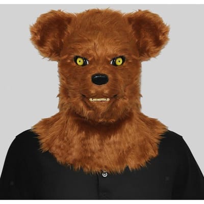 Bruine berenhoofddeksel met beweegbare mond, feestmasker One size fits all adults bruin
