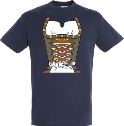 T-shirt Dirndl | Oktoberfest dames heren | Tiroler outfit | Carnavalskleding dames heren | Navy | maat XS