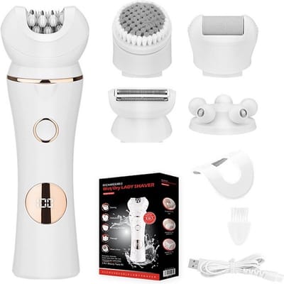 5-in-1 Waterdichte Ladyshave Scheerapparaat Vrouw - Gezicht - Oksels - Benen - Bikinilijn - Epilator - Epileerapparaat Dames - Trimmer Vrouw - Bikinitrimmer - USB Oplaadbaar
