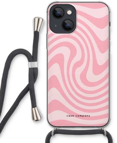 Case Company® - Hoesje met koord geschikt voor iPhone 13 mini hoesje met Koord - Swirl Roos - Telefoonhoesje met Zwart Koord - Bescherming aan alle Kanten en Over de Schermrand