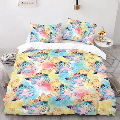 Winnie de Poeh Beddengoedsets Schattige Beer Dekbedovertrek Bedsprei Dekbedovertrek Kussensloop 2-3 Stuks Sets Slaapkamerdecoratie EU Double 200x200cm