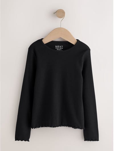Next - Meisjes - Geribbeld katoenrijk T-shirt met lange mouwen - Zwart