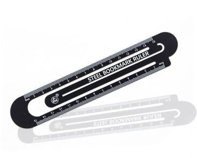 VT Goods - Metalen bladwijzer - Multifunctionele liniaal - 15 cm - Zwart - Meetgereedschap - Kantoorgebruik - Slijtvast