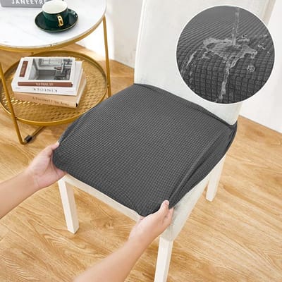 1 /2 /4 /6 stuks Waterdichte Jacquard Stoelhoezen Afneembare Eetkamerstoel Zithoes Stretch Zitkussen Stoelhoes Eetkamer 1-Pcs donkergrijze kleur
