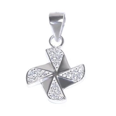 Blinx Jewels Zilveren Hanger Windmolen Steentjes Zirkonia