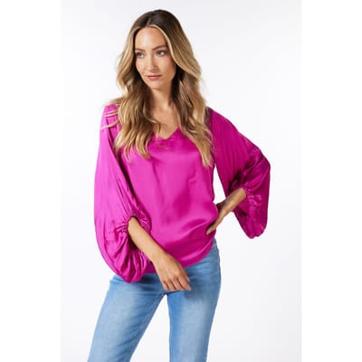 EsQualo Blouse Wide Sleeve Fuchsia Größe: 36 | Longsleeves Outlet | Damen | Rosa