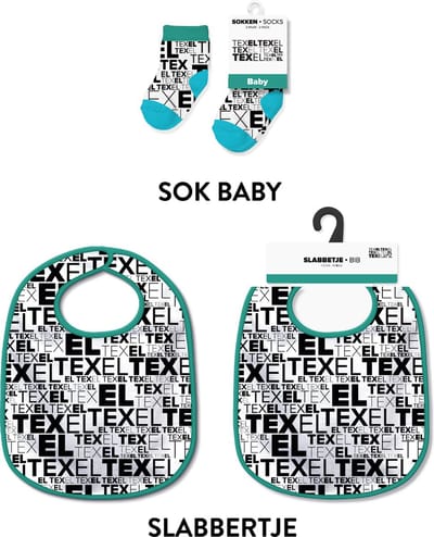 Slabbetjes en sokken met tekst - Baby cadeautjes en kraamcadeautjes - Texel